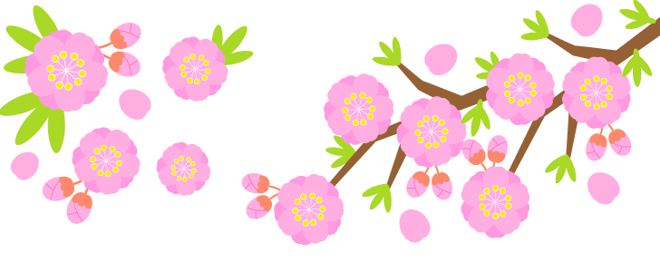 桃の花｜桃｜ピンク｜かわいい｜横型｜春｜3月｜フレーム（飾り枠）｜無料｜ダウンロード