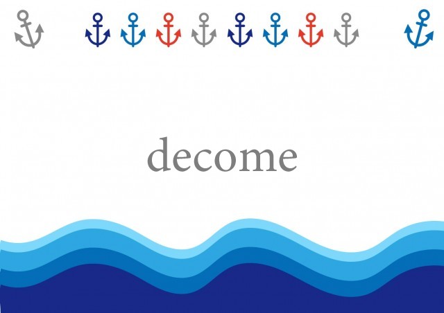 ７月から８月の夏のシーズンに使えるデザイン素材、海の波と碇のデザイン