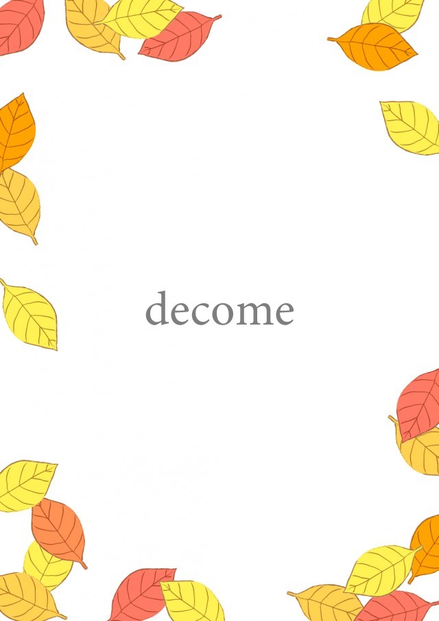 カラフルでシンプルな落ち葉のフレーム、秋の季節の素材として様々な場面でつかいやすく