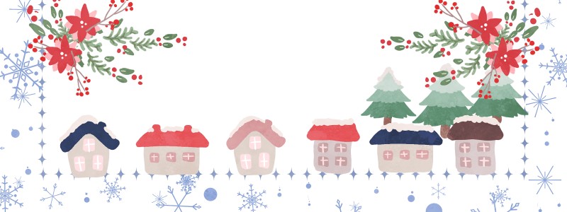 クリスマス｜雪｜家｜ツリー｜ポインセチア｜雪の結晶｜冬｜12月｜フレーム（飾り枠）｜無料｜ダウンロード