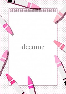 ピンクのクレヨン…｜フレーム（飾り枠）｜雑貨・用品・用具｜無料