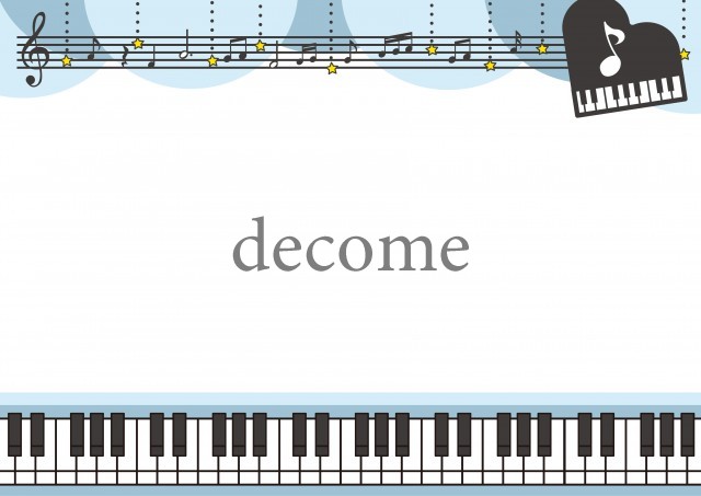 かわいい ピアノの鍵盤と五線譜の無料飾り枠のイラスト フォトブックの写真フレーム フレーム 飾り枠 Decome