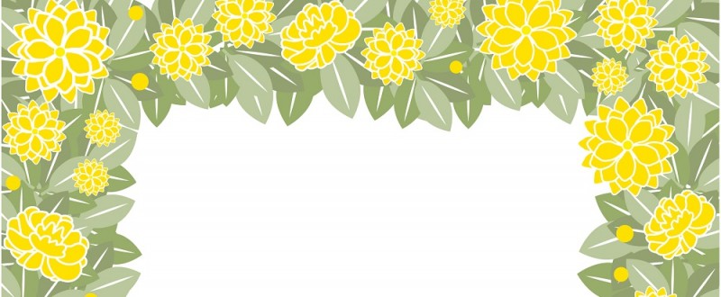 黄色い モッコウバラ 花の4月から5月に使えるイラストフレーム 大きな黄色いバラ フレーム 飾り枠 Decome