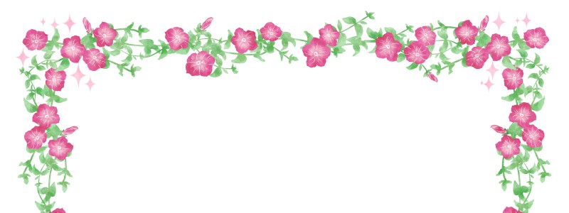 ペチュニア｜花｜ピンク｜植物｜かわいい｜フレーム（飾り枠）｜無料｜ダウンロード