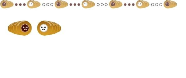 チョココロネとクリームコロネをキャラクター風にデザインしたかわいいパンのイラスト フレーム 飾り枠 Decome