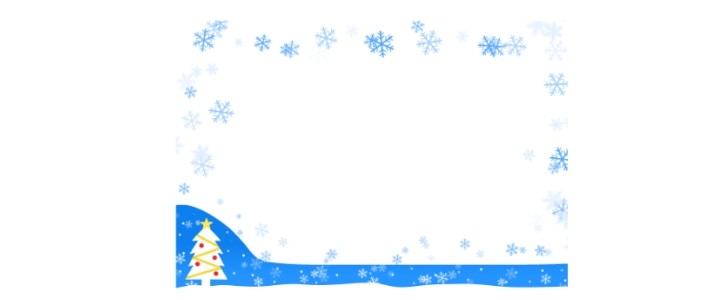 雪の結晶｜クリスマスツリー｜クリスマス｜フレーム（飾り枠）｜無料｜ダウンロード
