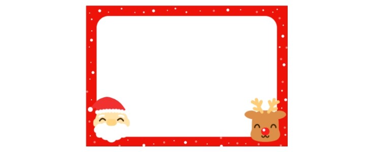サンタクロース｜かわいい｜クリスマス｜トナカイ｜子供｜フレーム（飾り枠）｜無料｜ダウンロード