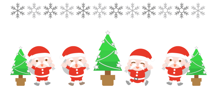 クリスマス｜サンタクロース｜クリスマスツリー｜プレゼント｜12月｜クリスマスイブ｜雪の結晶｜冬｜フレーム（飾り枠）｜無料｜ダウンロード