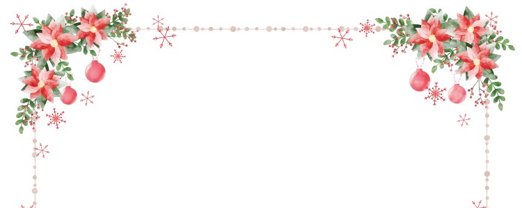 クリスマス｜ポインセチア｜オーナメント｜冬｜雪の結晶｜フレーム（飾り枠）｜無料｜ダウンロード