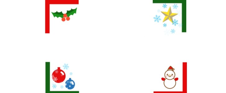 赤と緑枠ひいらぎオーナメントクリスマスフレーム 2色の枠と雪だるまやクリスマスオ フレーム 飾り枠 Decome