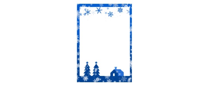 クリスマスツリー｜クリスマス｜縦型｜雪の結晶｜フレーム（飾り枠）｜無料｜ダウンロード