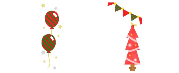 クリスマスツリー｜バルーン｜風船｜フラッグ｜フレーム（飾り枠）｜無料｜ダウンロード